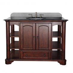 49 Inch Single Sink Bathroom Vanity With Mahogany Finish And Black ...