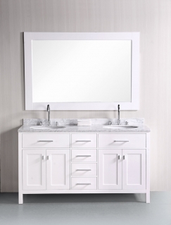 61 Inch Double Sink Vanity with Pearl White Finish UVDEDEC076AW61