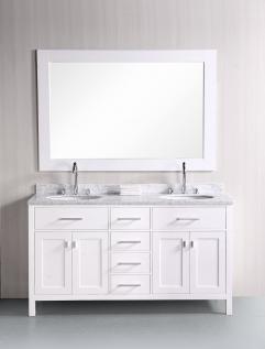 61 Inch Double Sink Vanity with Pearl White Finish