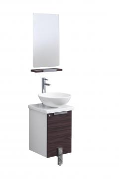 16 Inch Single Vanity in Dark Walnut with Ceramic Top